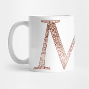 M rose gold glitter monogram letter Mug